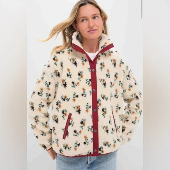 Saylor Tuckernuck Aliza Floral Sherpa Jacket Small - Picture 2 of 11